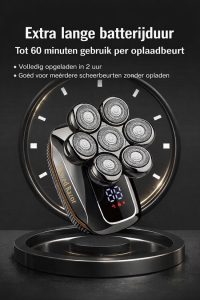 7D Skull Shaver Scheerapparaat Mannen - Hoofd Kaal Scheren - 6-in-1 Trimmer - LED Display - Draadloos - Waterproof - Nat & Droog - Baard & Hoofd - Afbeelding 12