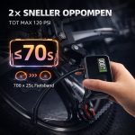Draadloze Elektrische Fietspomp 8 Bar (120 PSI) - Mini Compressor 130g - Digitaal Display - USB-C Oplaadbaar - Presta & Schrader - Inclusief waterafstotend Hoesje + Accessoires - Afbeelding 2